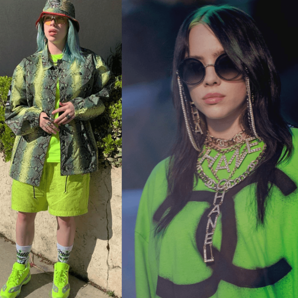 Billie outfit inspiration baggy neon clothes