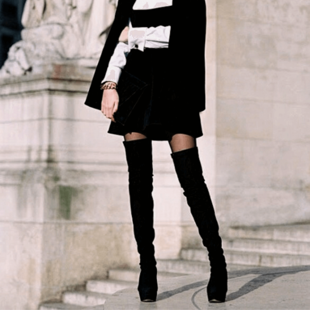 Gilr wear Knee-high boots styling to look taller