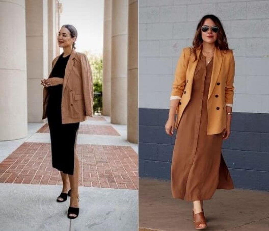 Dress paired with a blazer for work outfit