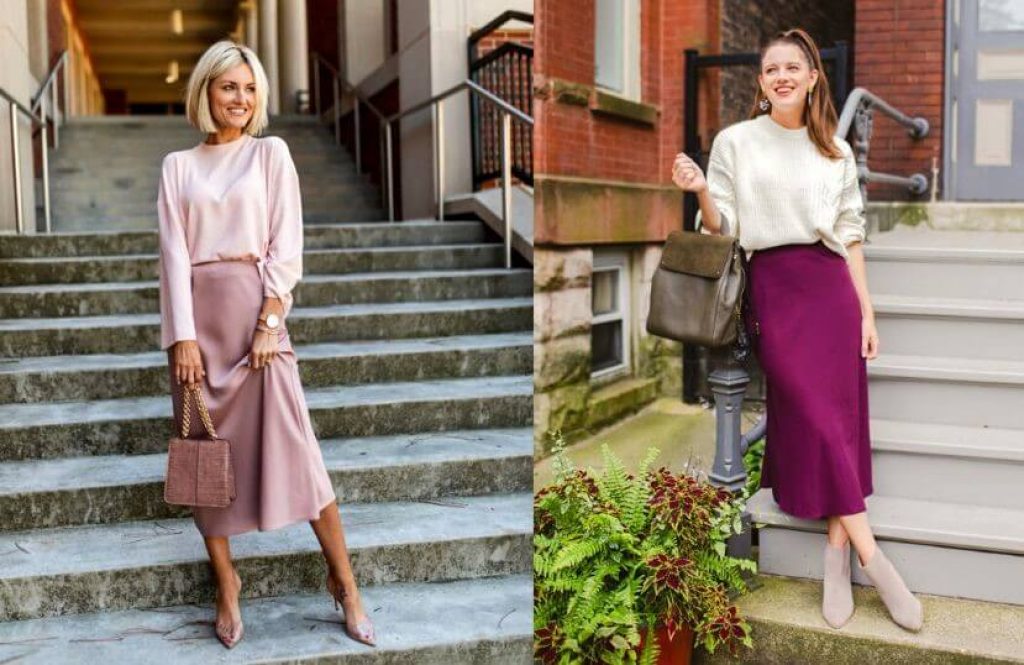 Wear a midi skirt with a top to the office
