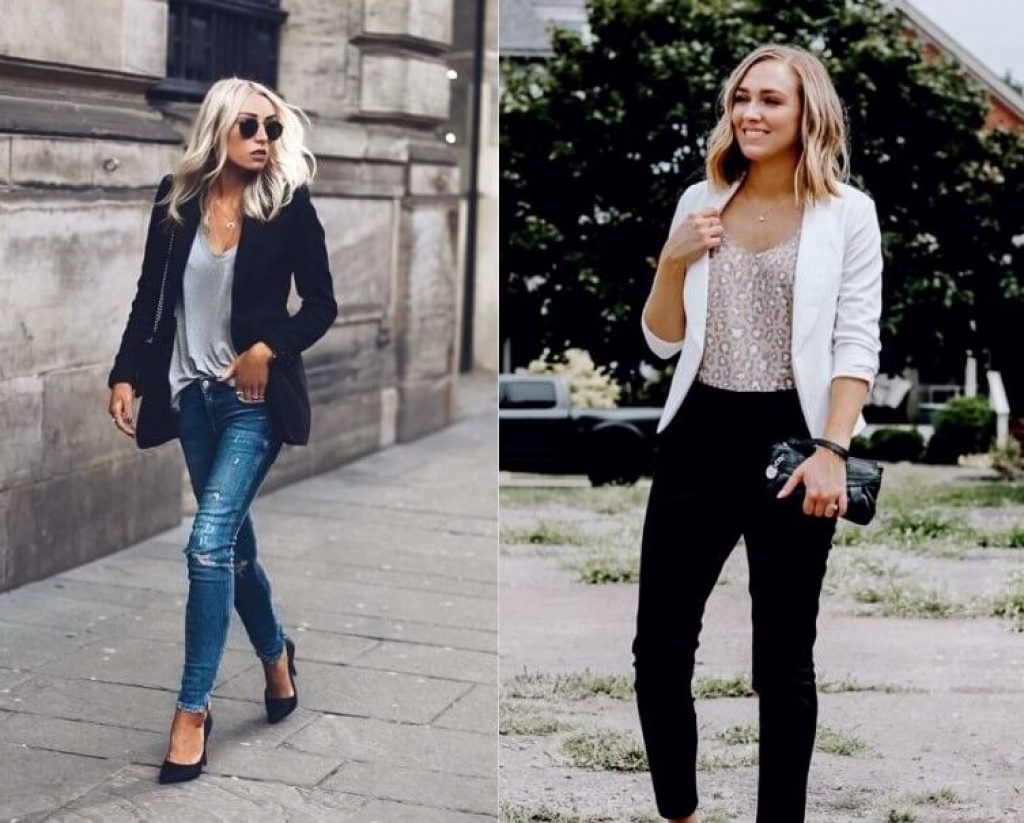 Work attire with a blazer top and pants