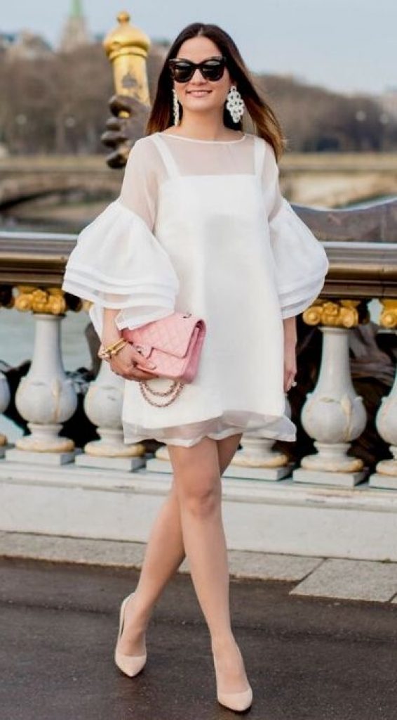 Statement sleeves make a simple dress party-wear