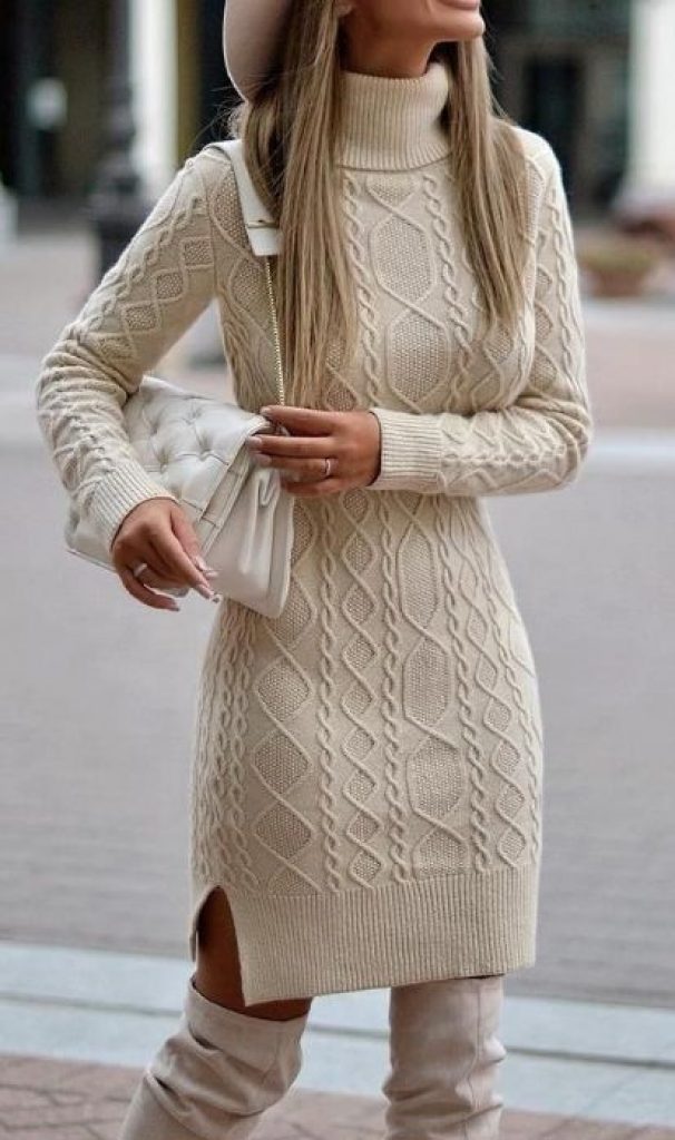 Sweater dress as a winter party outfit